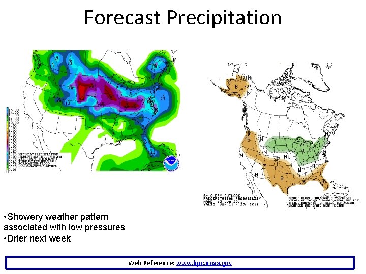 Forecast Precipitation • Showery weather pattern associated with low pressures • Drier next week