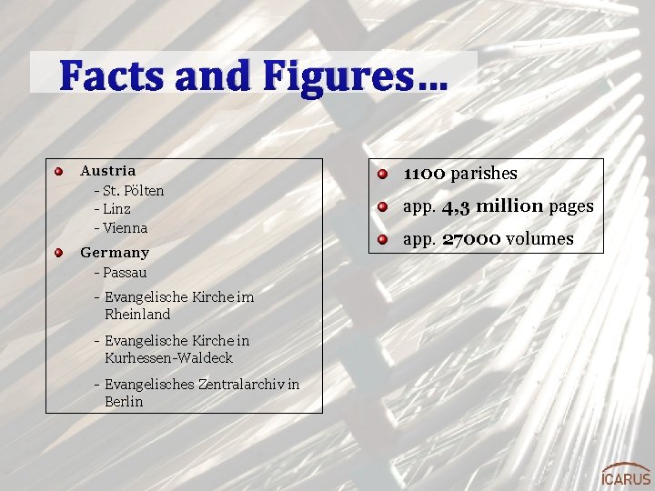 Facts and Figures… Austria - St. Pölten - Linz - Vienna Germany - Passau