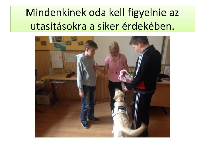Mindenkinek oda kell figyelnie az utasításokra a siker érdekében. 