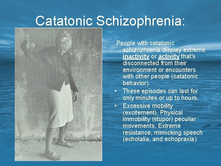 Catatonic Schizophrenia: People with catatonic schizophrenia display extreme inactivity or activity that's disconnected from