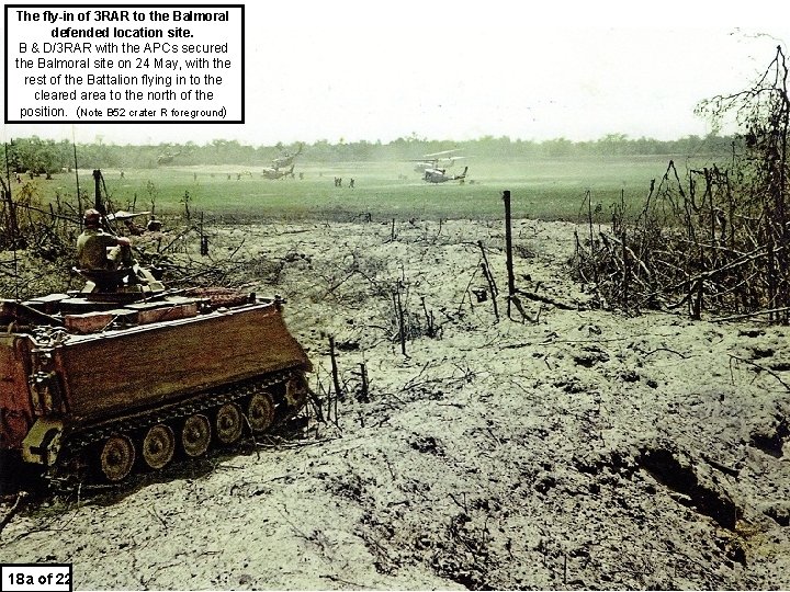 The fly-in of 3 RAR to the Balmoral defended location site. B & D/3