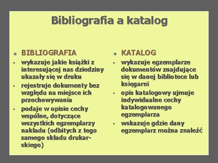 Bibliografia a katalog BIBLIOGRAFIA § § § wykazuje jakie książki z interesującej nas dziedziny