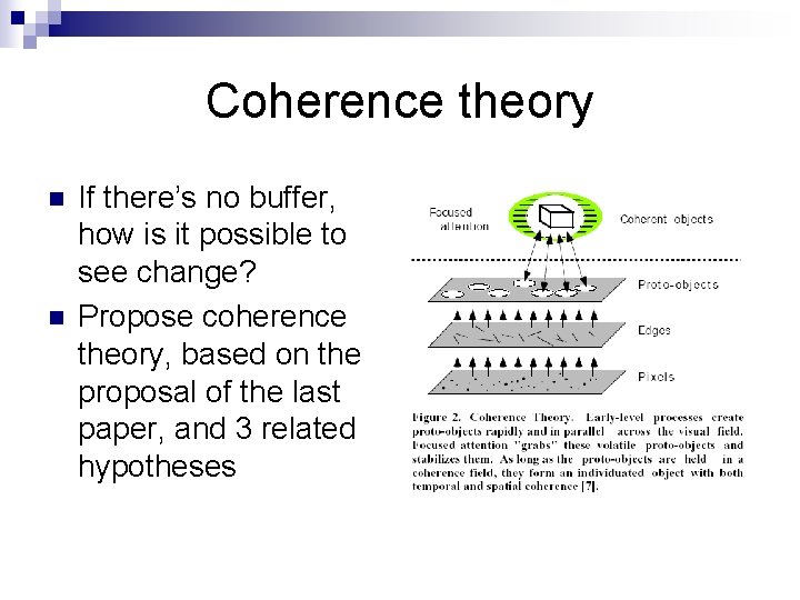 Coherence theory n n If there’s no buffer, how is it possible to see