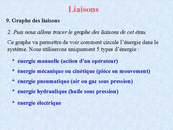 Liaisons 9. Graphe des liaisons 2. Puis nous allons tracer le graphe des liaisons