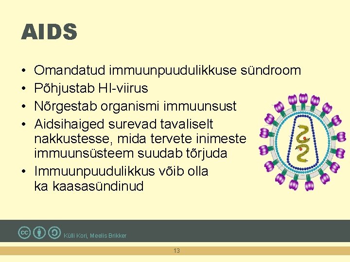 AIDS • • Omandatud immuunpuudulikkuse sündroom Põhjustab HI-viirus Nõrgestab organismi immuunsust Aidsihaiged surevad tavaliselt