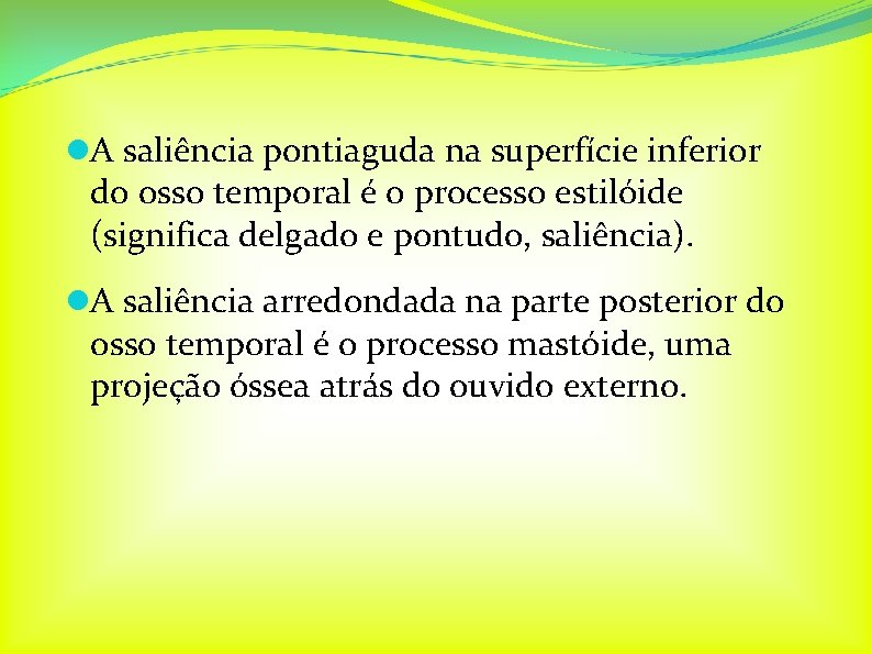  A saliência pontiaguda na superfície inferior do osso temporal é o processo estilóide