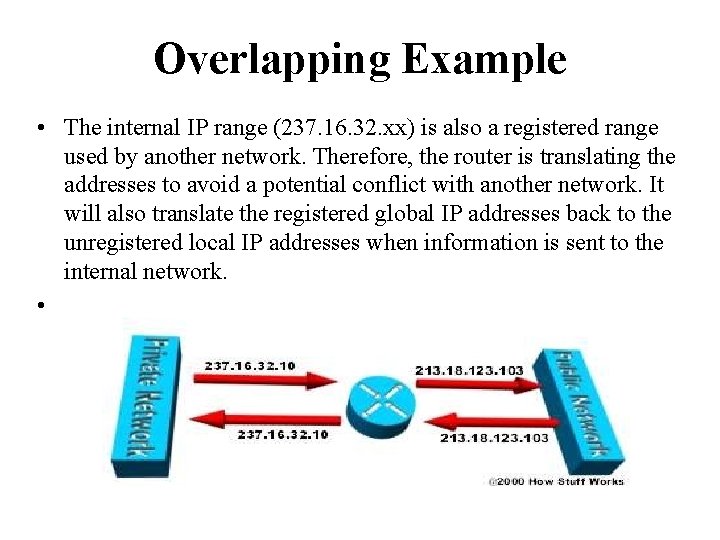 Overlapping Example • The internal IP range (237. 16. 32. xx) is also a