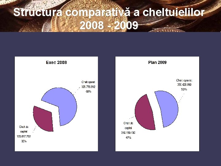 Structura comparativă a cheltuielilor 2008 - 2009 