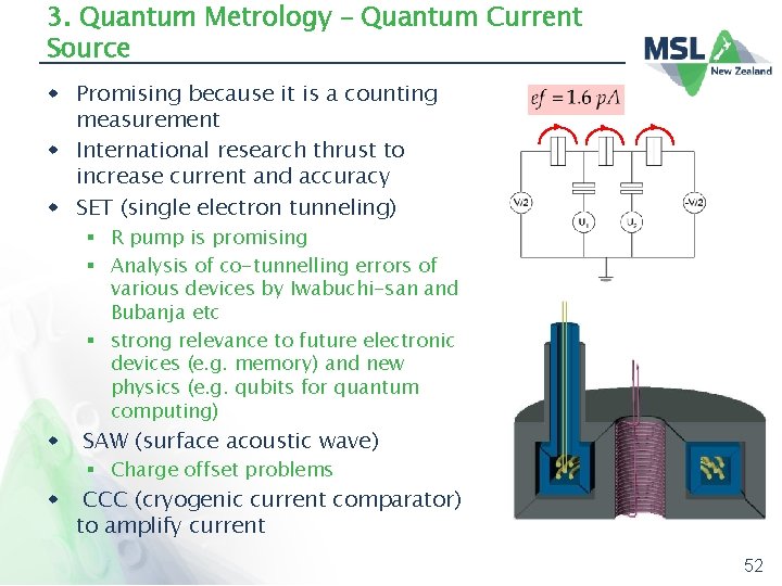 3. Quantum Metrology – Quantum Current Source w Promising because it is a counting