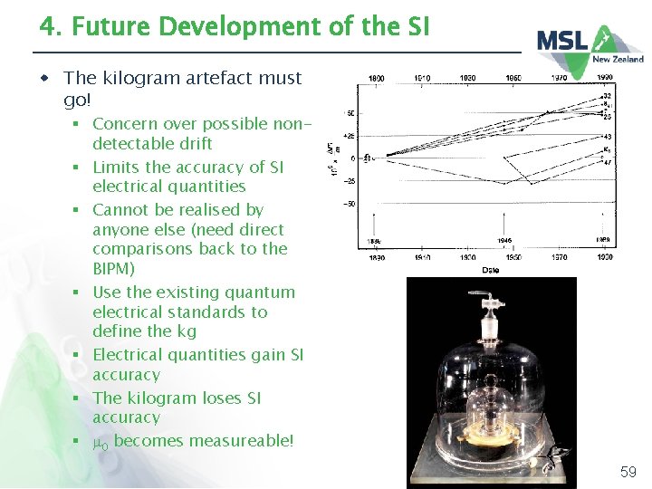 4. Future Development of the SI w The kilogram artefact must go! § Concern