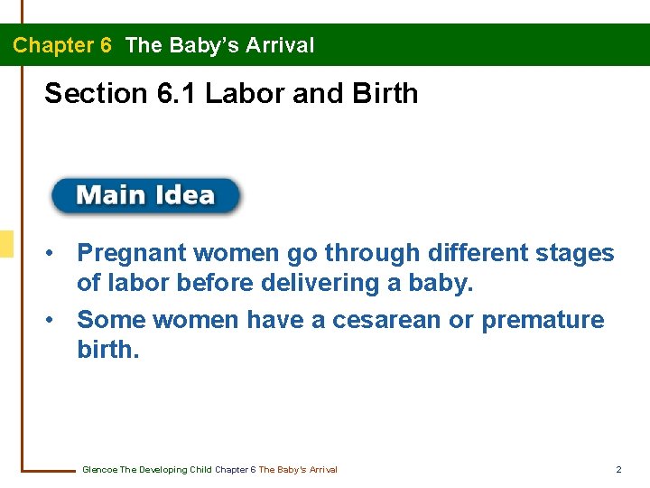 Chapter 6 The Baby’s Arrival Section 6. 1 Labor and Birth • Pregnant women