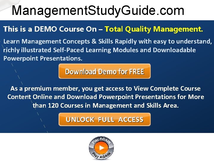 Management. Study. Guide. com This is a DEMO Course On – Total Quality Management.