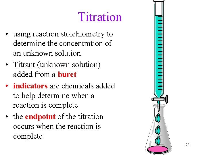 Titration • using reaction stoichiometry to determine the concentration of an unknown solution •