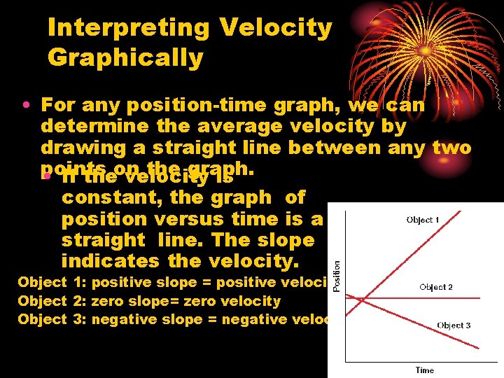 Interpreting Velocity Graphically • For any position-time graph, we can determine the average velocity