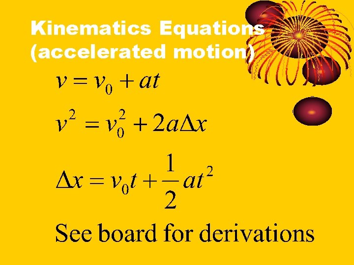 Kinematics Equations (accelerated motion) 