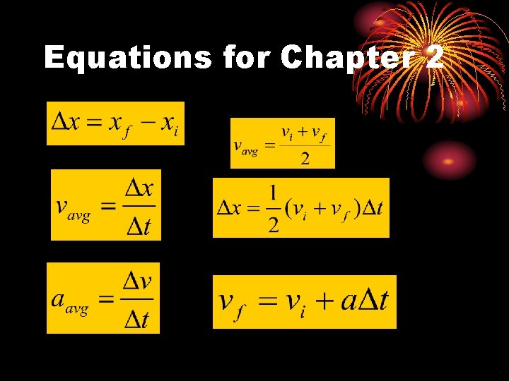 Equations for Chapter 2 