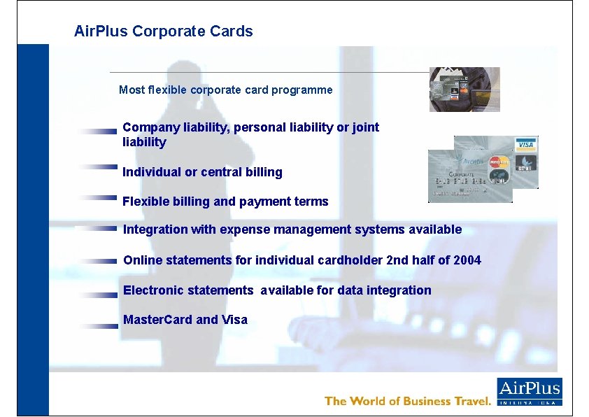 Air. Plus Corporate Cards Most flexible corporate card programme Company liability, personal liability or