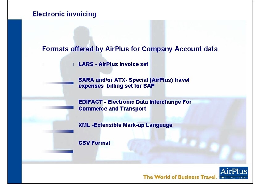 Electronic invoicing Formats offered by Air. Plus for Company Account data LARS - Air.