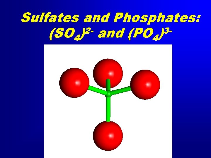 Sulfates and Phosphates: 23(SO 4) and (PO 4) 