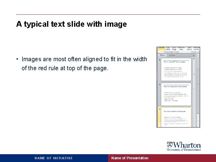 A typical text slide with image • Images are most often aligned to fit