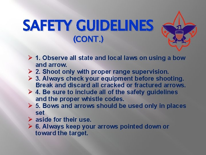 SAFETY GUIDELINES (CONT. ) Ø 1. Observe all state and local laws on using