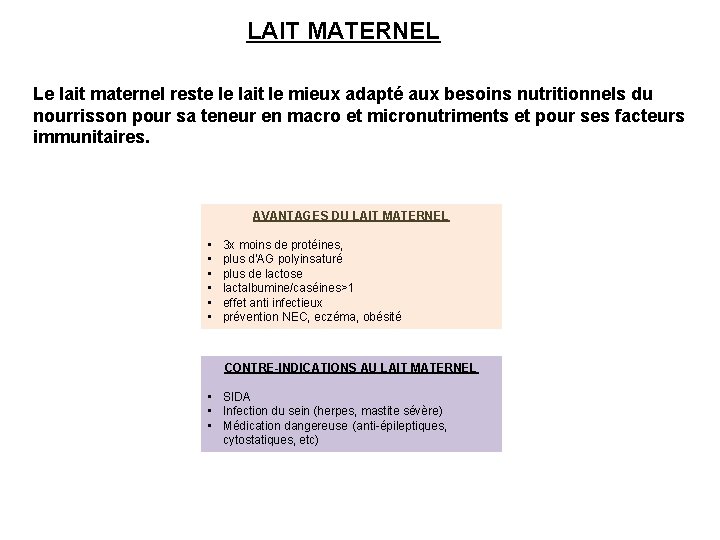 LAIT MATERNEL Le lait maternel reste le lait le mieux adapté aux besoins nutritionnels