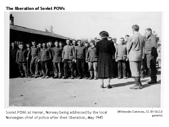 The liberation of Soviet POWs at Hamar, Norway being addressed by the local Norwegian