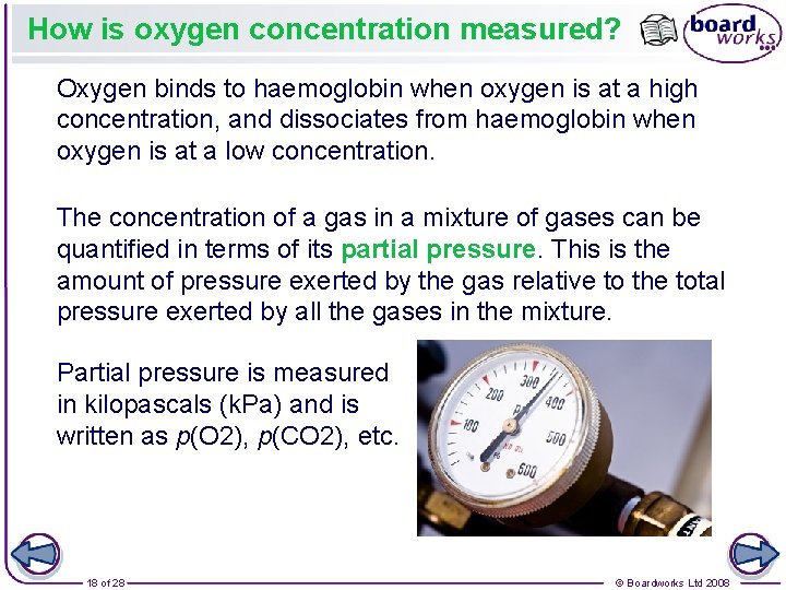 How is oxygen concentration measured? Oxygen binds to haemoglobin when oxygen is at a