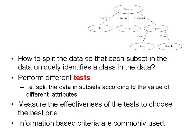  • How to split the data so that each subset in the data