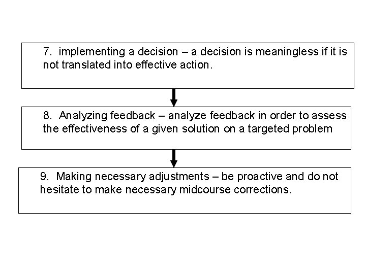 7. implementing a decision – a decision is meaningless if it is not translated