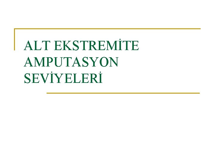 ALT EKSTREMİTE AMPUTASYON SEVİYELERİ 