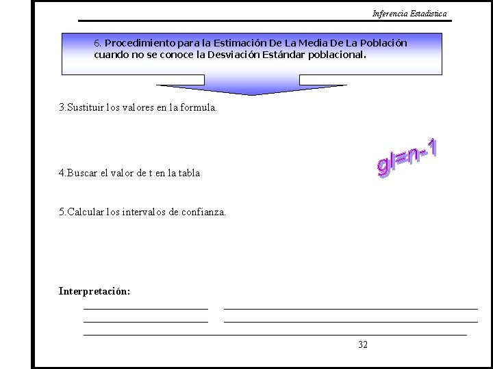 Inferencia Estadistica 6. Procedimiento para la Estimación De La Media De La Población cuando