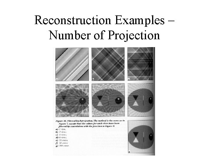 Reconstruction Examples – Number of Projection Reconstruction Examples – Number of Projection