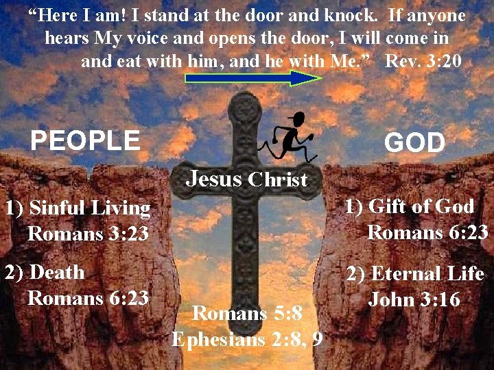 “Here I am! I stand at the door and knock. If anyone hears My