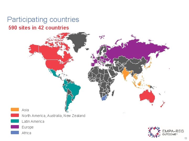 Participating countries 590 sites in 42 countries Asia North America, Australia, New Zealand Latin