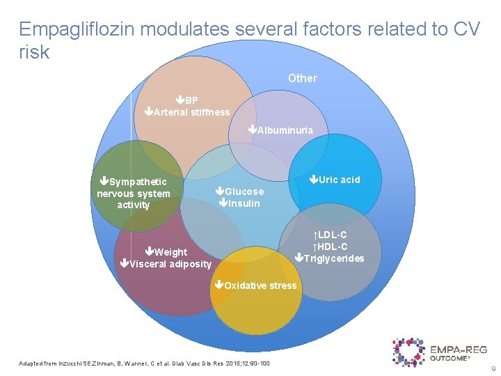 Empagliflozin modulates several factors related to CV risk Other BP Arterial stiffness Albuminuria Sympathetic