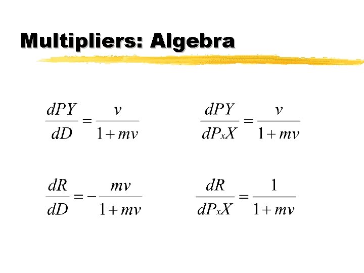 Multipliers: Algebra 