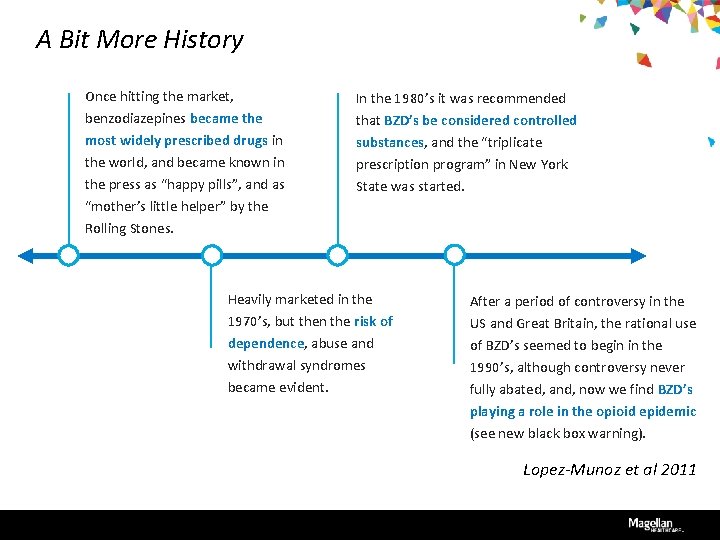 A Bit More History Once hitting the market, benzodiazepines became the most widely prescribed