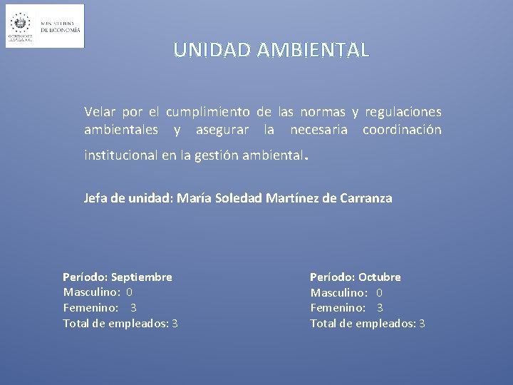 UNIDAD AMBIENTAL Velar por el cumplimiento de las normas y regulaciones ambientales y asegurar