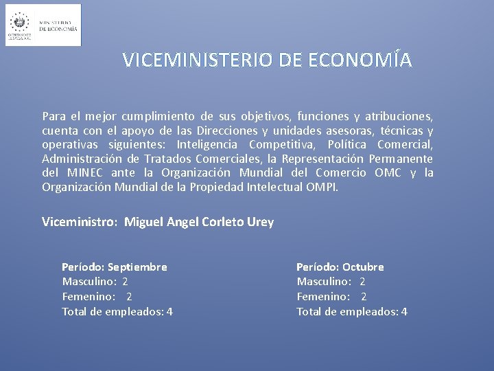 VICEMINISTERIO DE ECONOMÍA Para el mejor cumplimiento de sus objetivos, funciones y atribuciones, cuenta