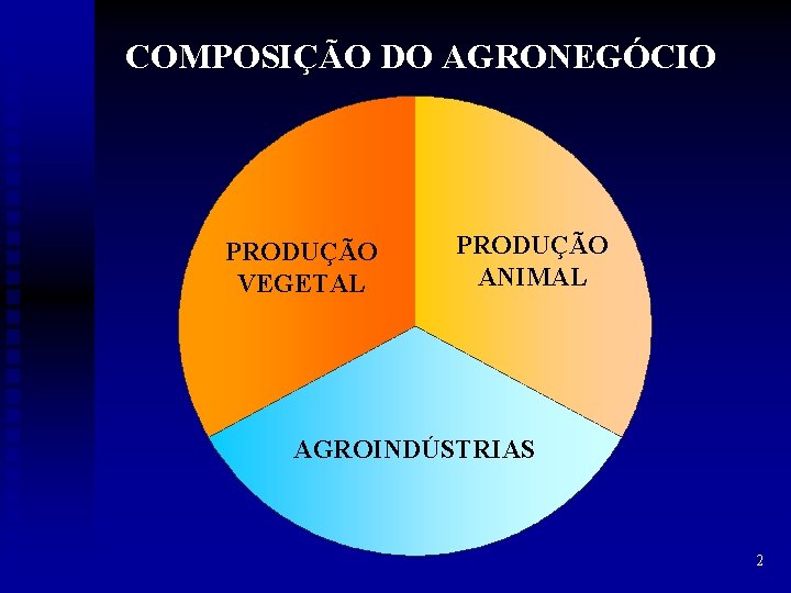 COMPOSIÇÃO DO AGRONEGÓCIO PRODUÇÃO VEGETAL PRODUÇÃO ANIMAL AGROINDÚSTRIAS 2 