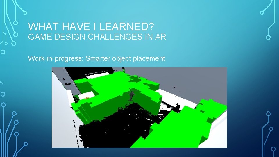 WHAT HAVE I LEARNED? GAME DESIGN CHALLENGES IN AR Work-in-progress: Smarter object placement 