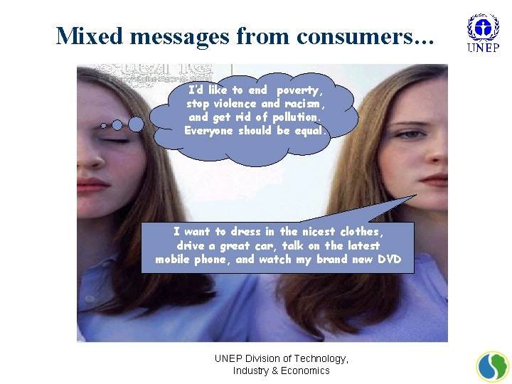 Mixed messages from consumers… I’d like to end poverty, stop violence and racism, and