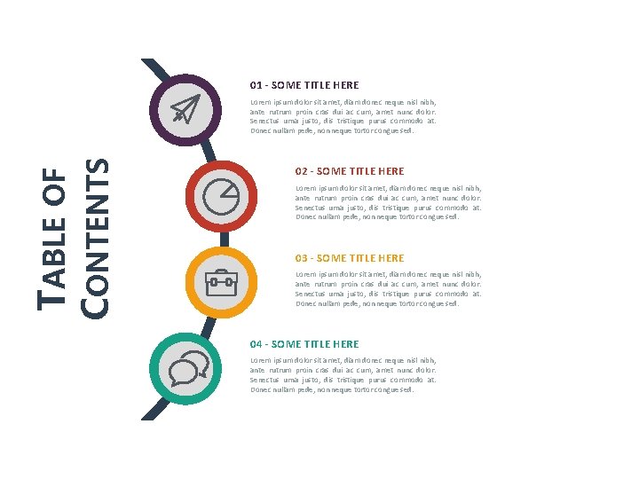 01 - SOME TITLE HERE TABLE OF CONTENTS Lorem ipsum dolor sit amet, diam