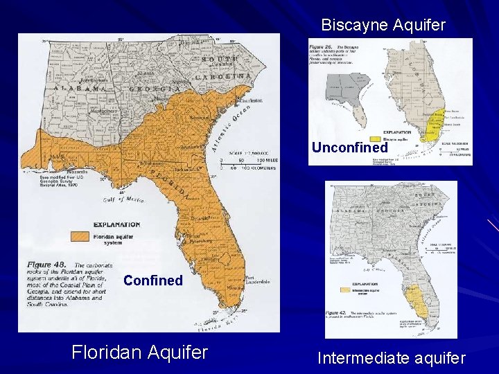 Biscayne Aquifer Unconfined Confined Floridan Aquifer Intermediate aquifer 