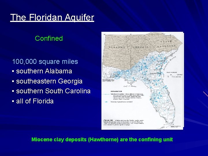 The Floridan Aquifer Confined 100, 000 square miles • southern Alabama • southeastern Georgia