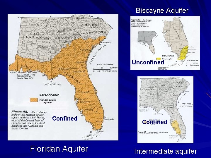 Biscayne Aquifer Unconfined Confined Floridan Aquifer Confined Intermediate aquifer 