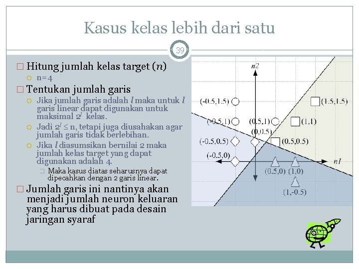 Kasus kelas lebih dari satu 39 � Hitung jumlah kelas target (n) n=4 �