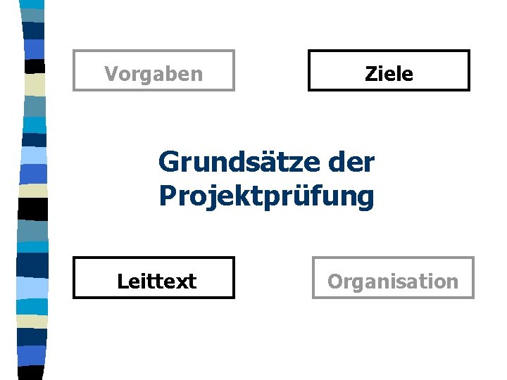 Vorgaben Ziele Grundsätze der Projektprüfung Leittext Organisation 