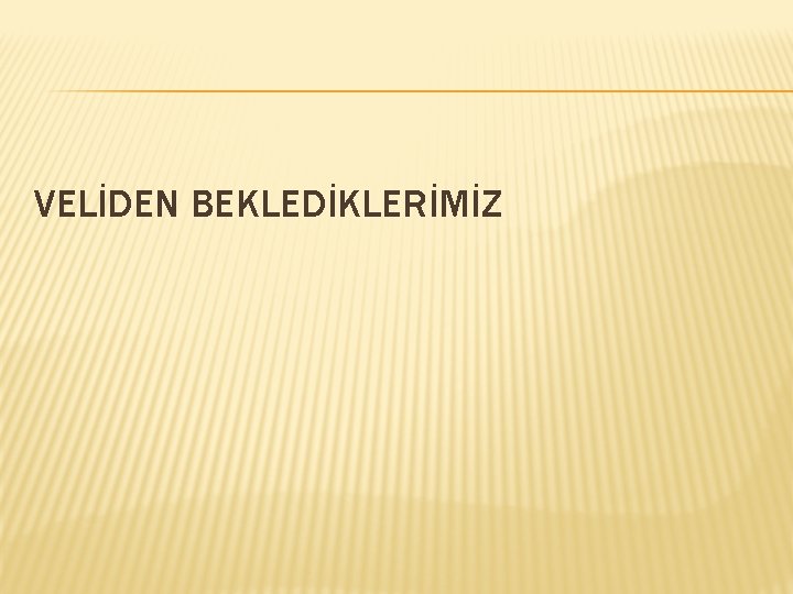 VELİDEN BEKLEDİKLERİMİZ 